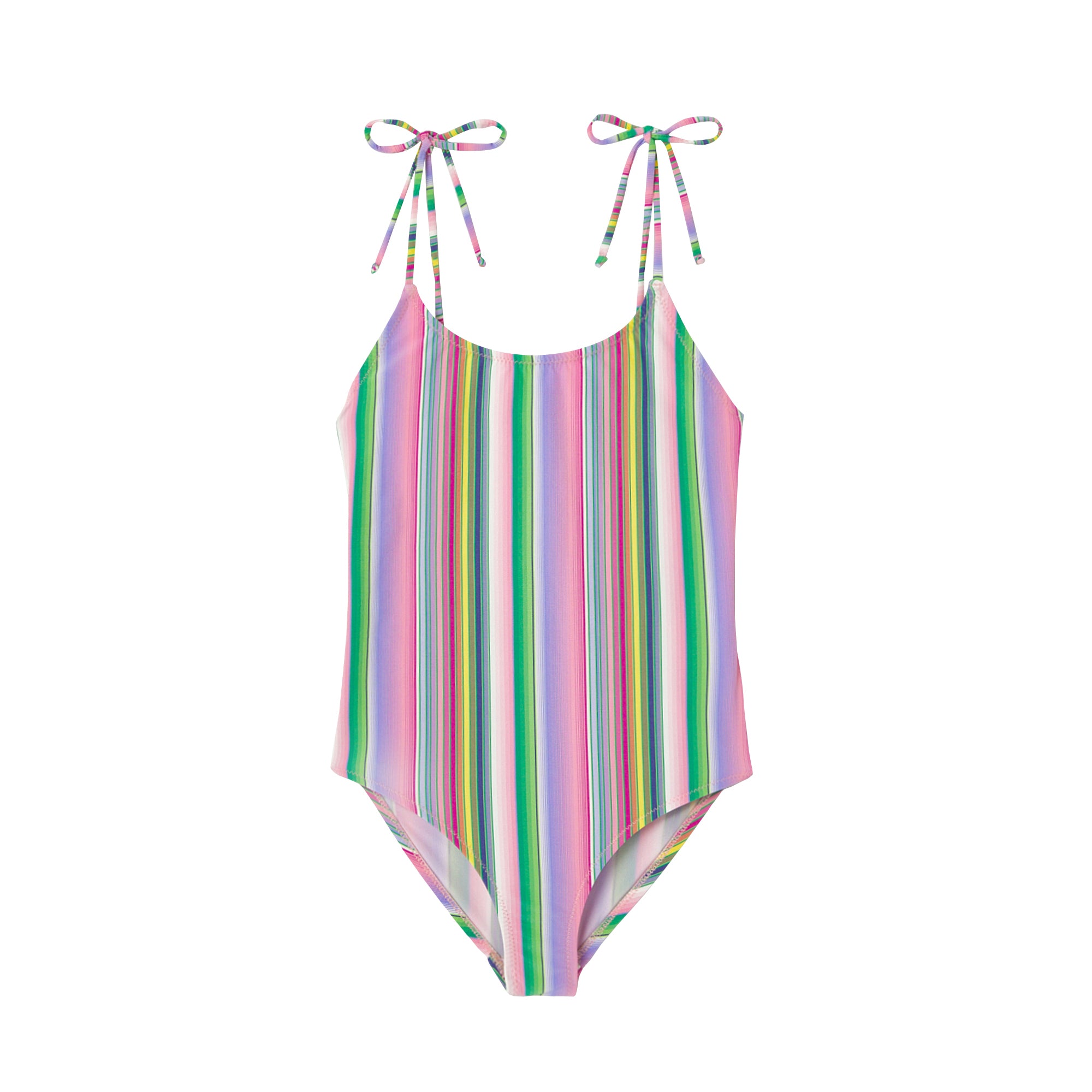 One-piece swimsuit, pink stripe