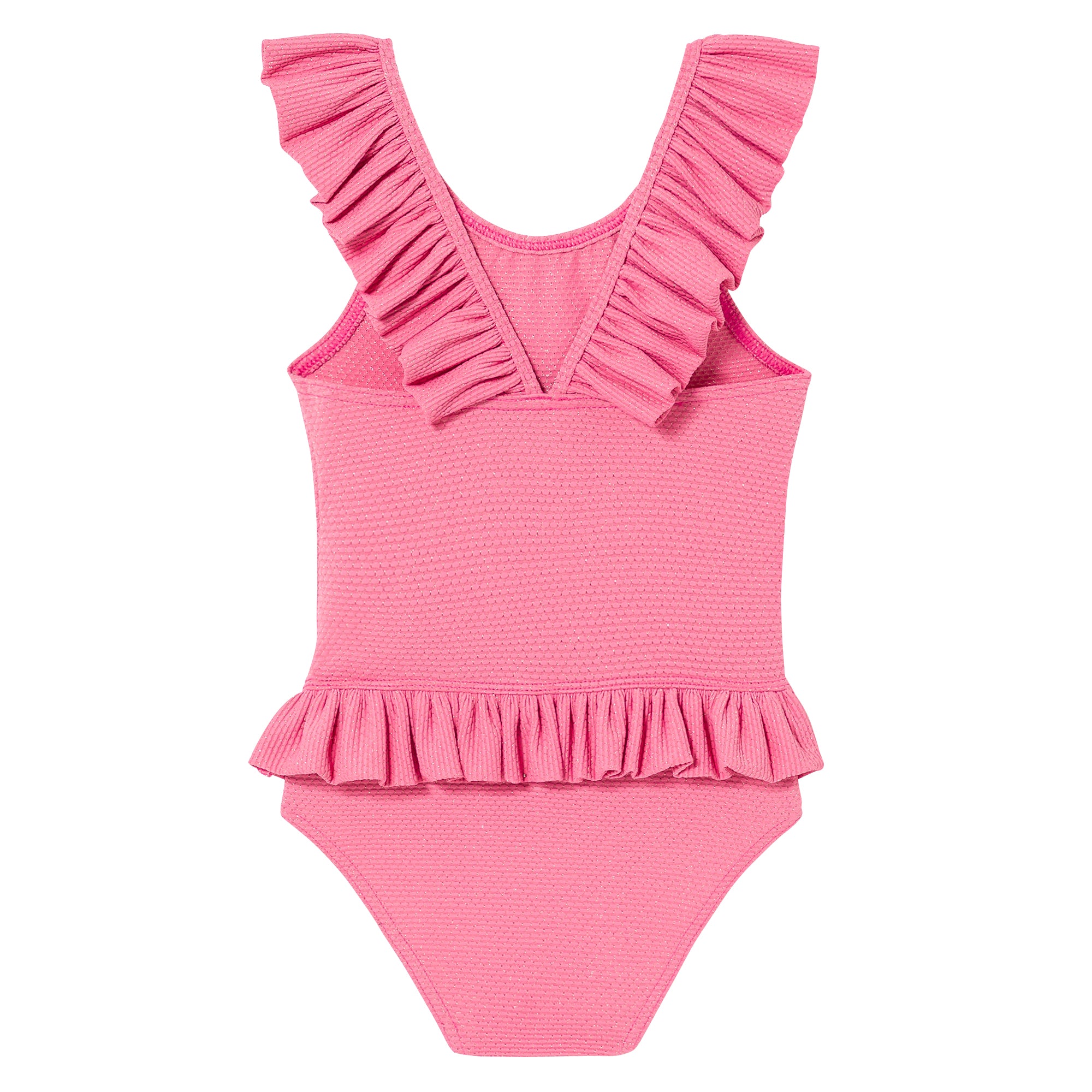 Baby girl one-piece swimsuit, pink/gold pique | BAHAMAS BABY