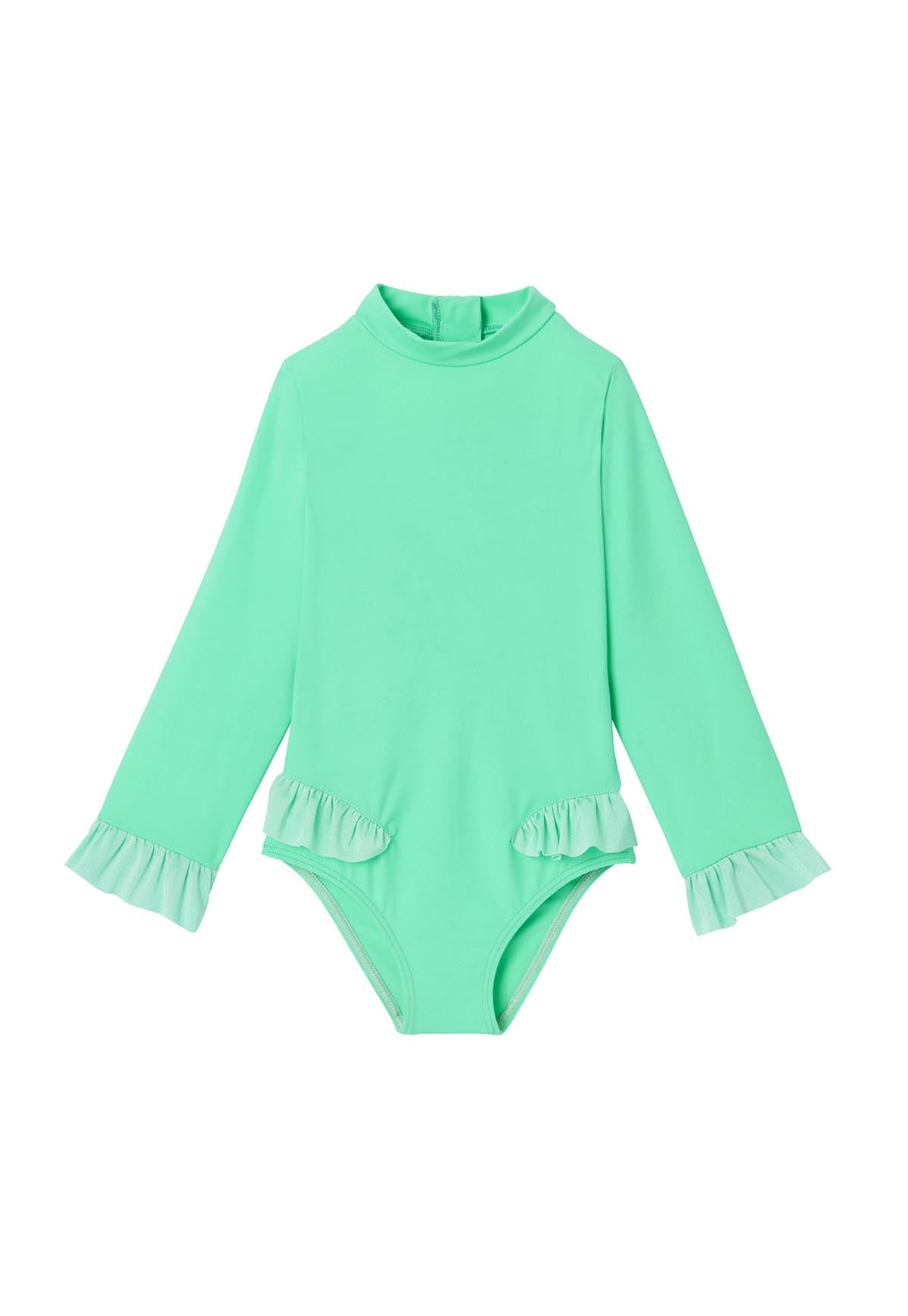 Long sleeve baby swimsuit, UPF50+, mint green