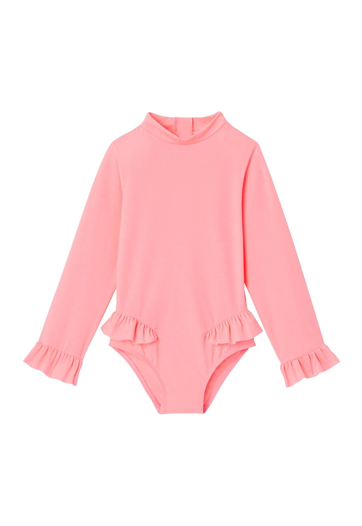 Long sleeve baby swimsuit, UPF50+, neon pink