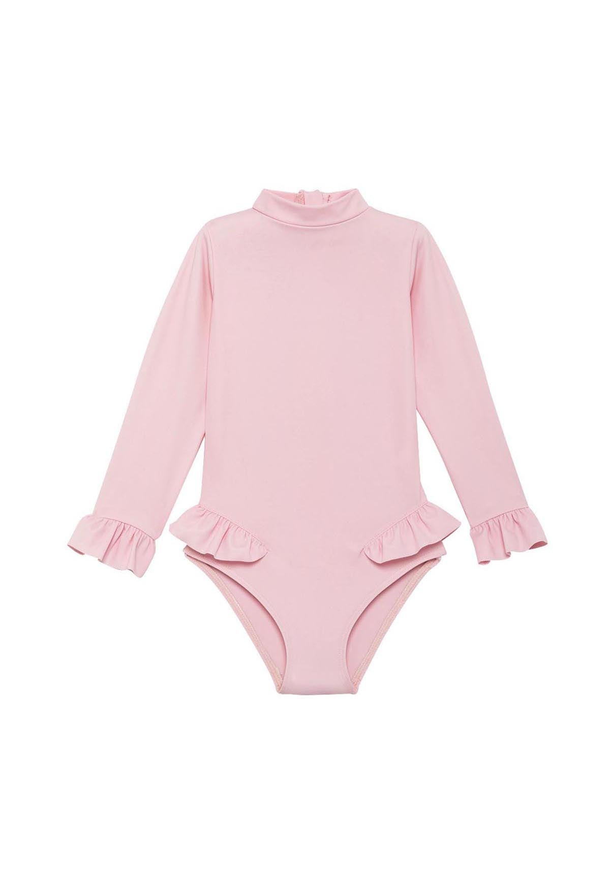 Long sleeve baby swimsuit, UPF50+, light pink