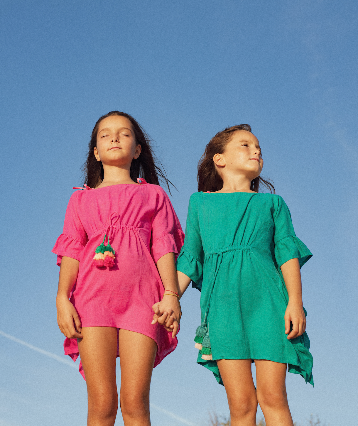 Caftan fille à pompons, fuschia | LEA