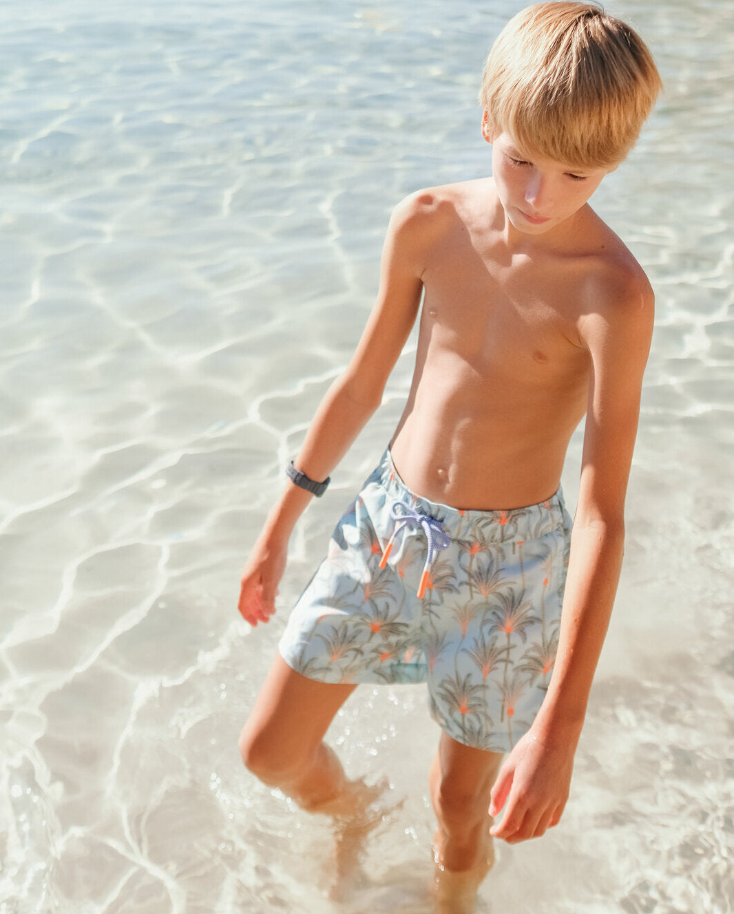 Boys' swim trunks, aqua