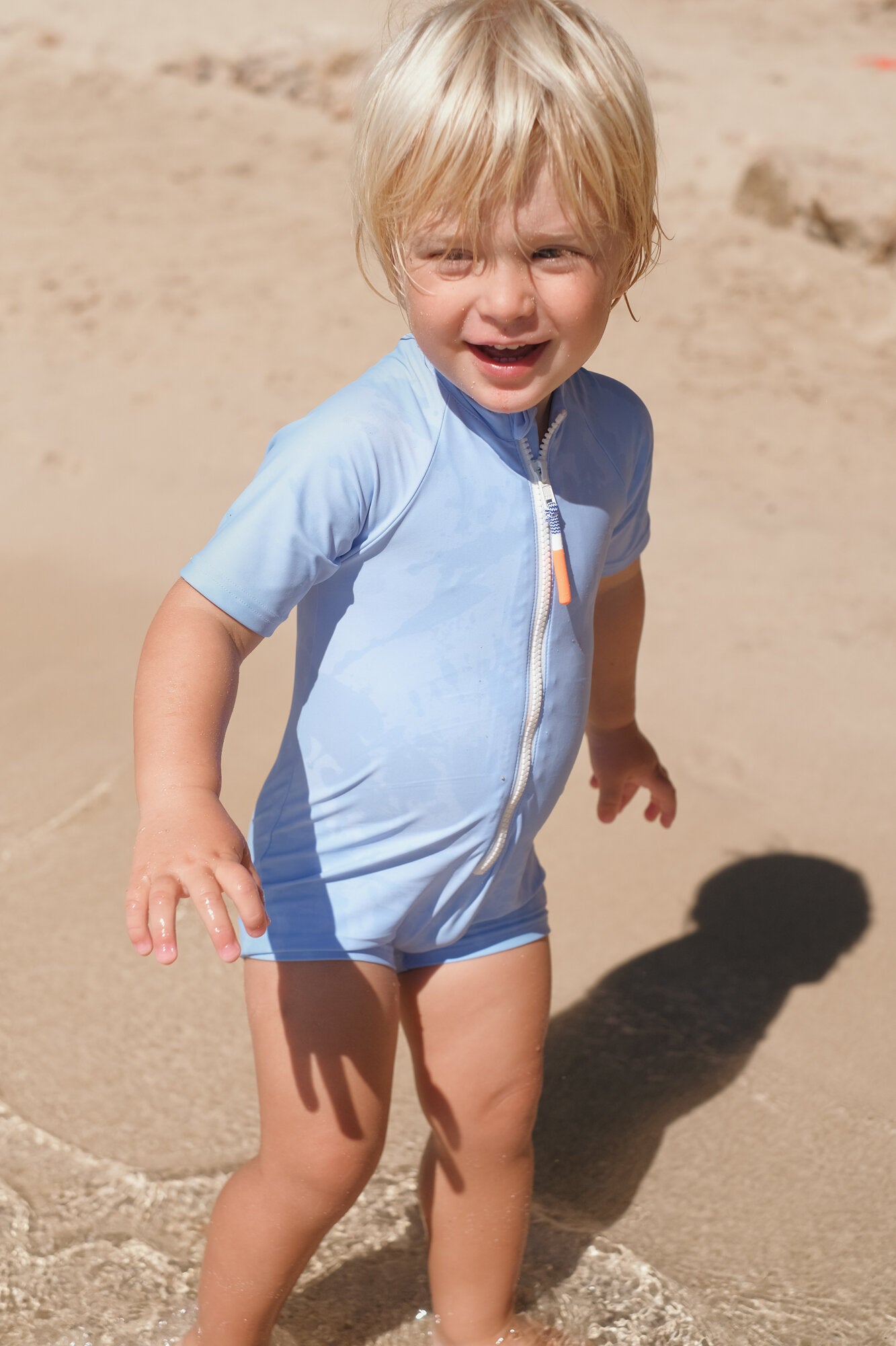 Boys' short-sleeved anti-UV wetsuit, sky blue | BYRON COMBI