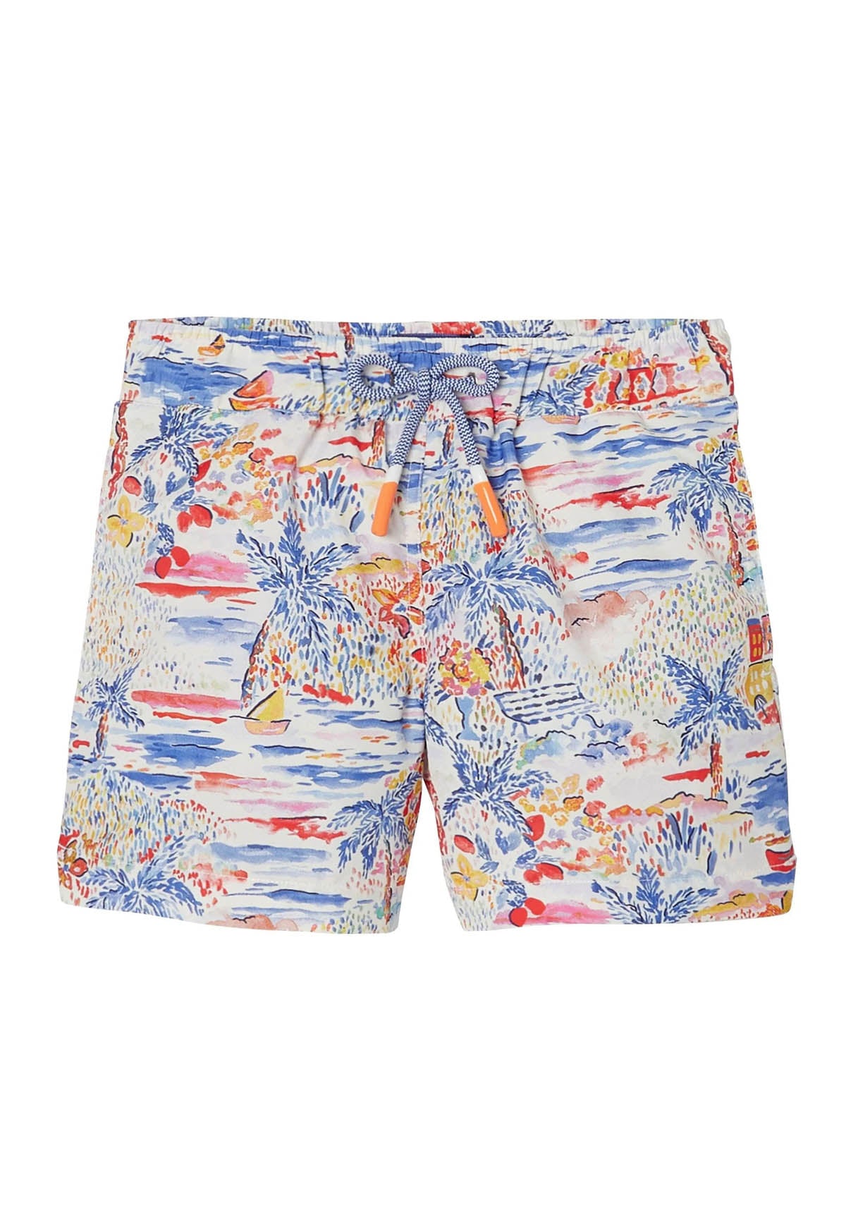 Short de bain garçon, imprimé blanc multicolore | GIGI