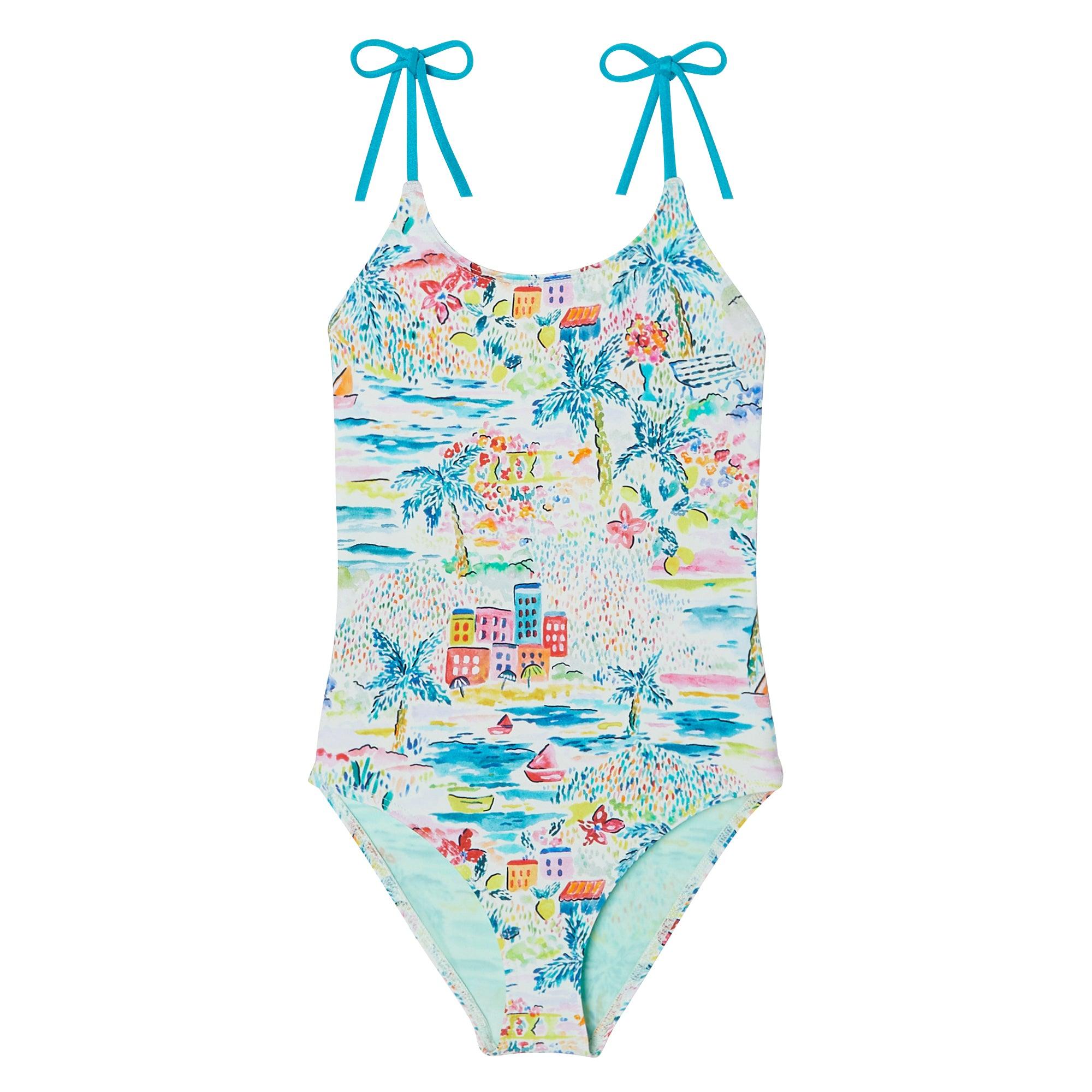 Girls' one-piece swimwear, aqua | GIGI 1P