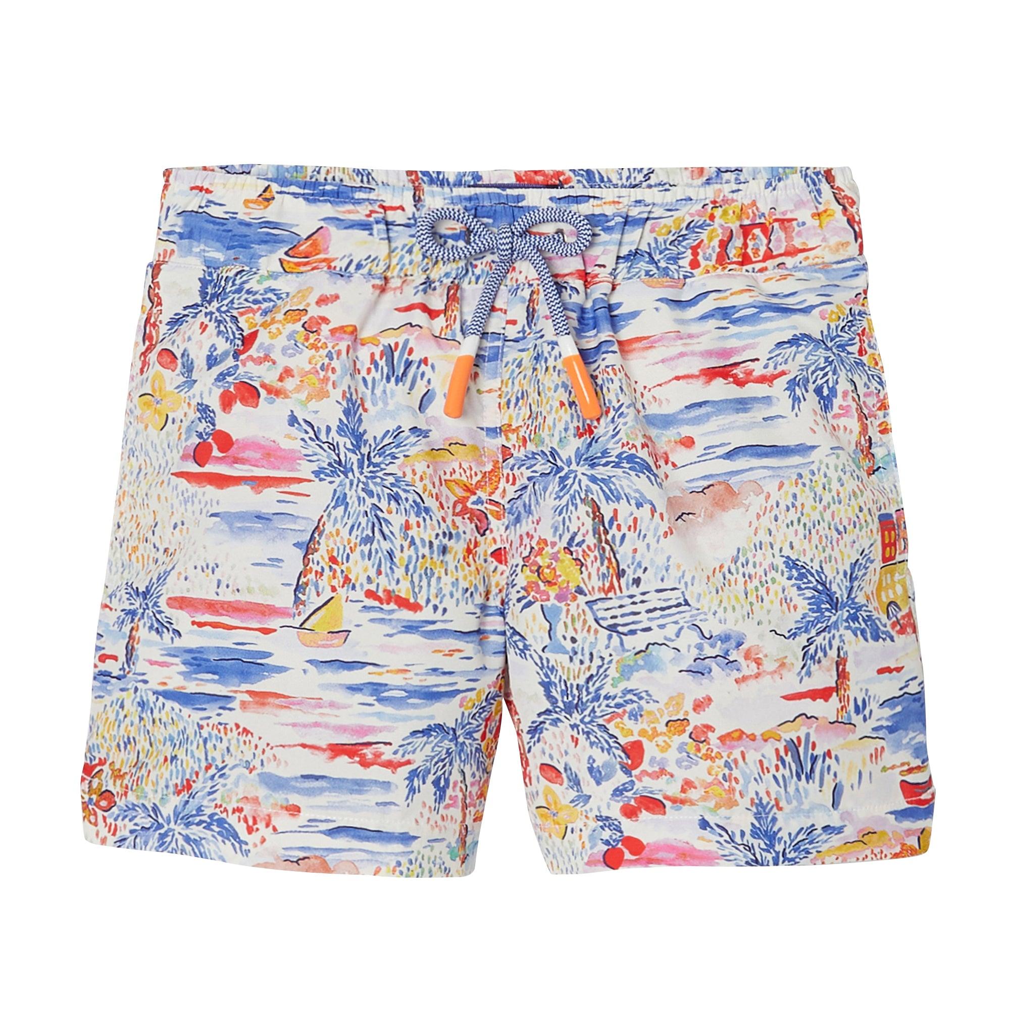 Boys' swim shorts, blue print | GIGI