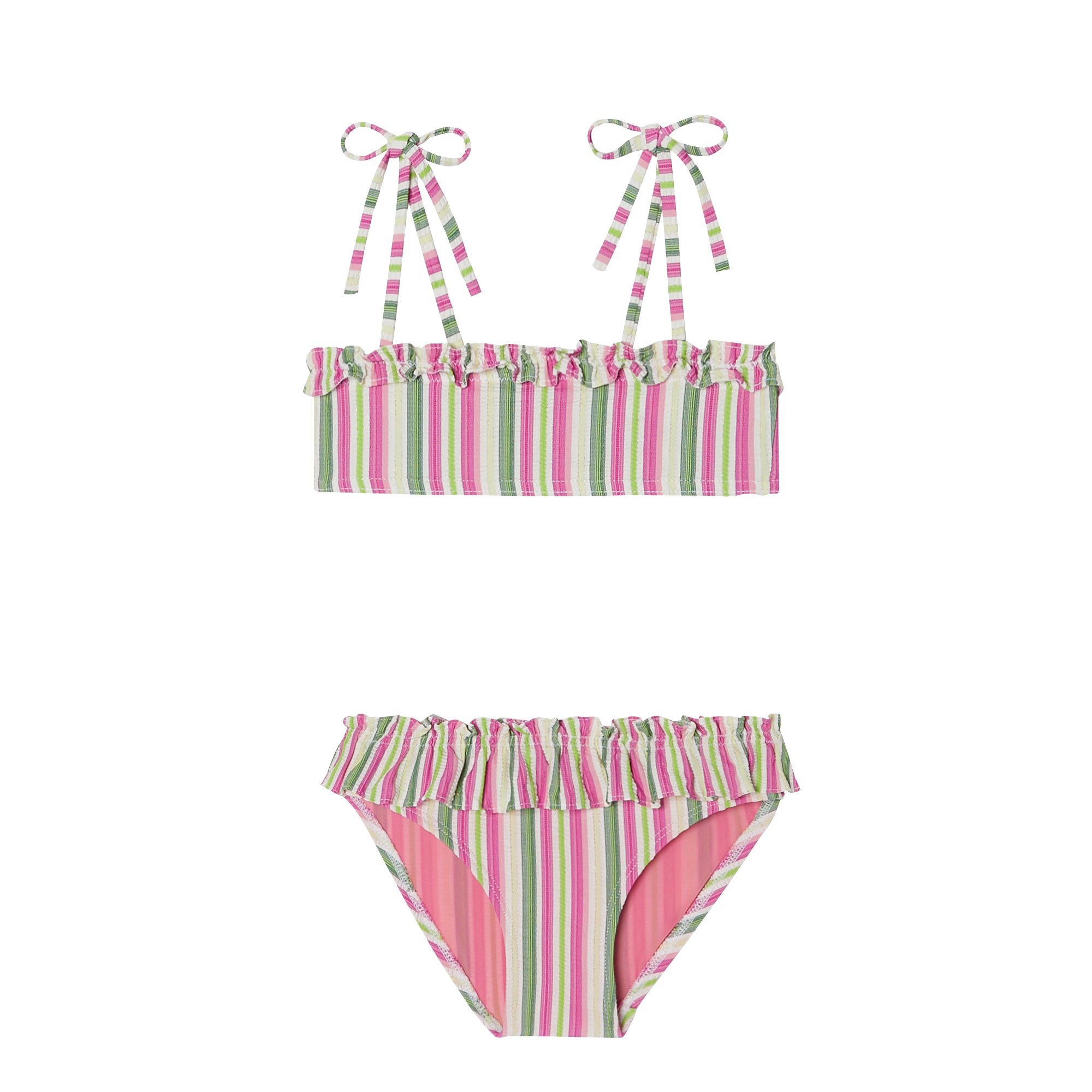 Girls' two-piece swimsuit, pink/green | ISCHIA 2P