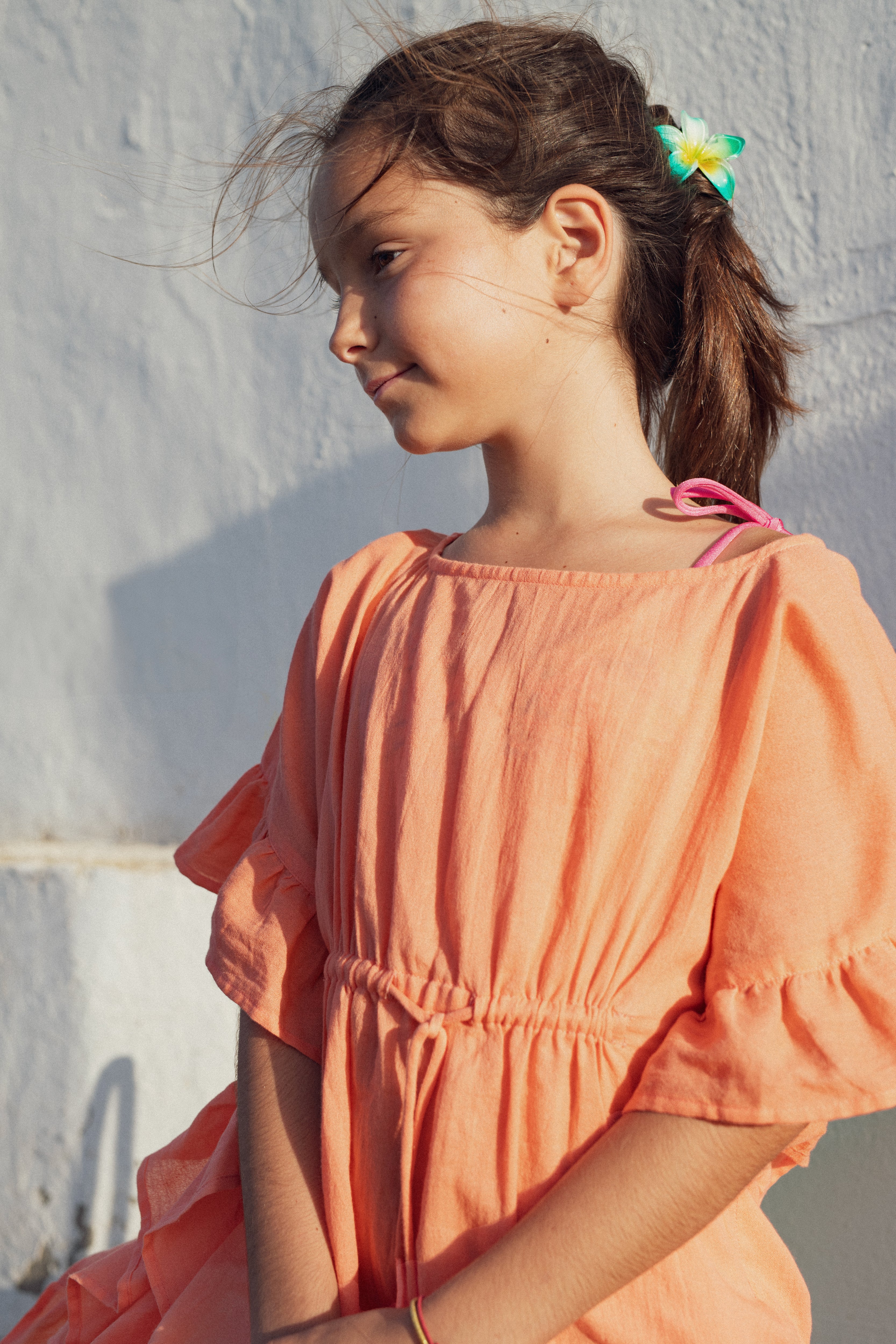 Caftan fille, corail | LEA