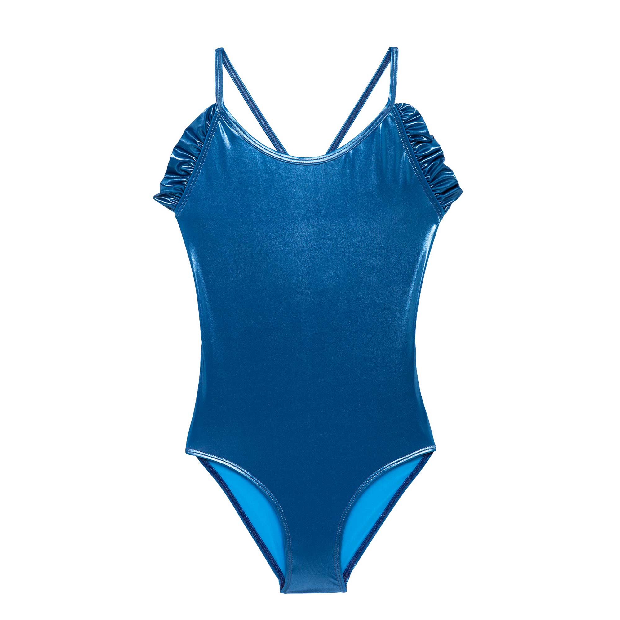 One-piece blue iridescent swimsuit