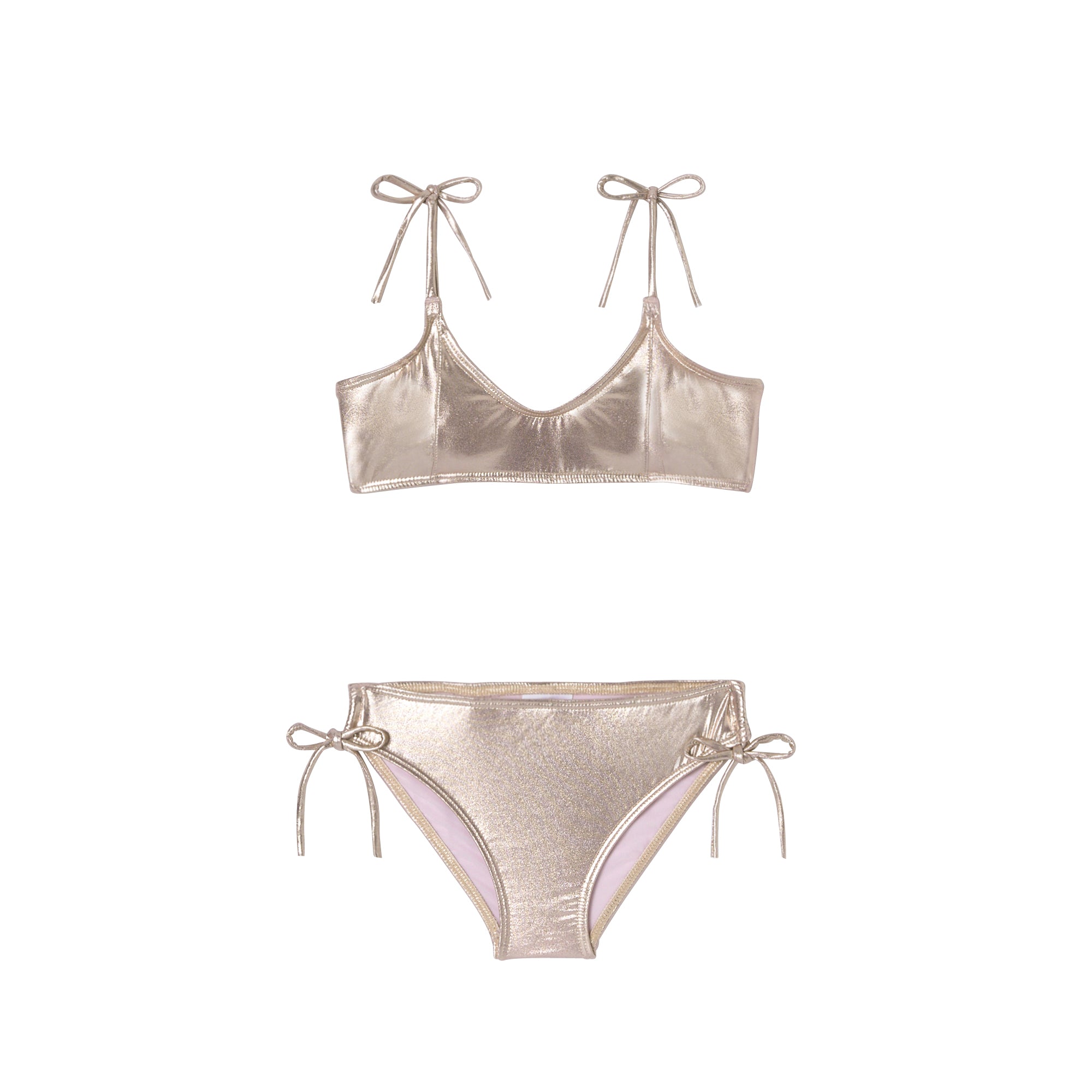 Girls' two-piece swimsuit, iridescent champagne | SORBET 2P