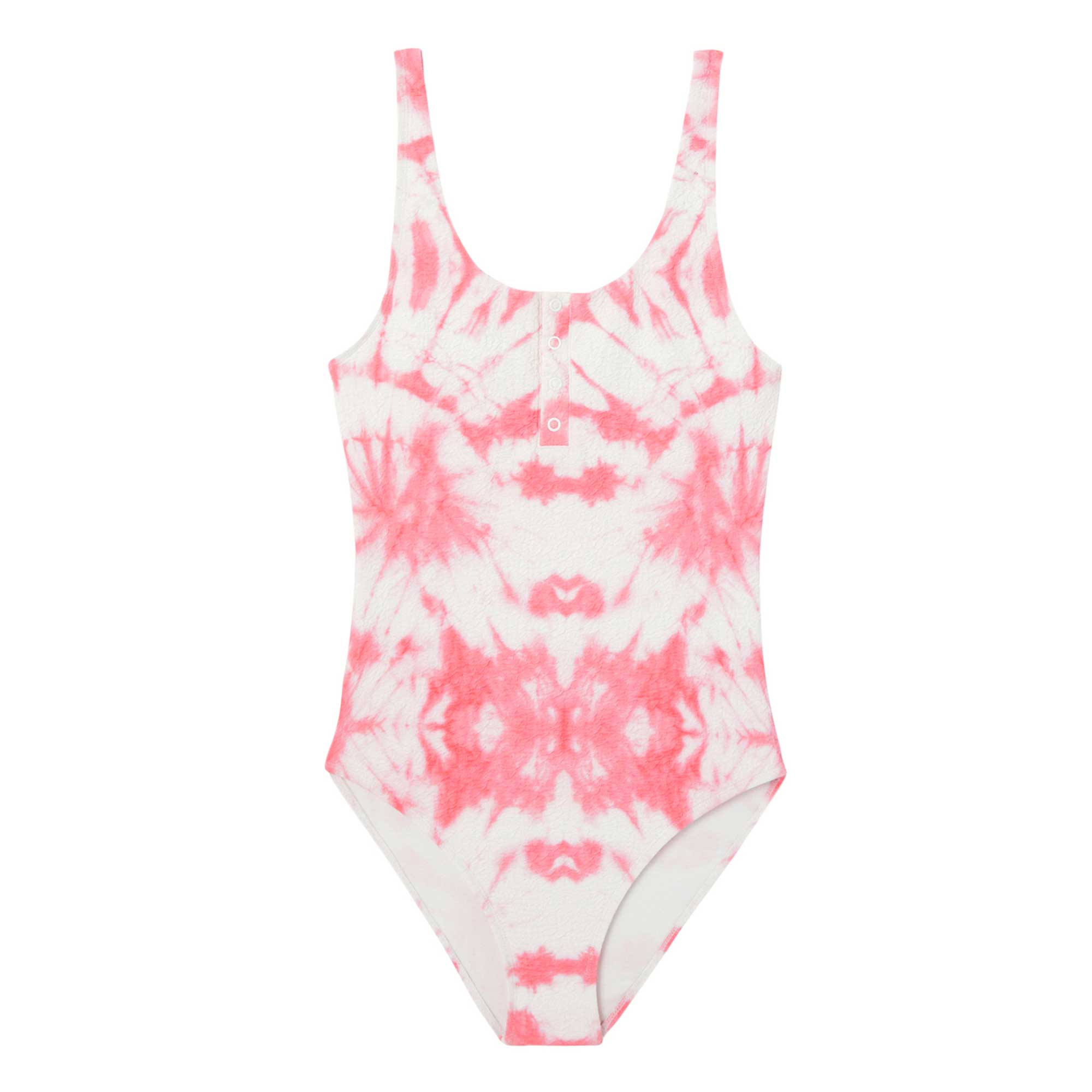 Girl one piece swimsuit, coral tie and dye