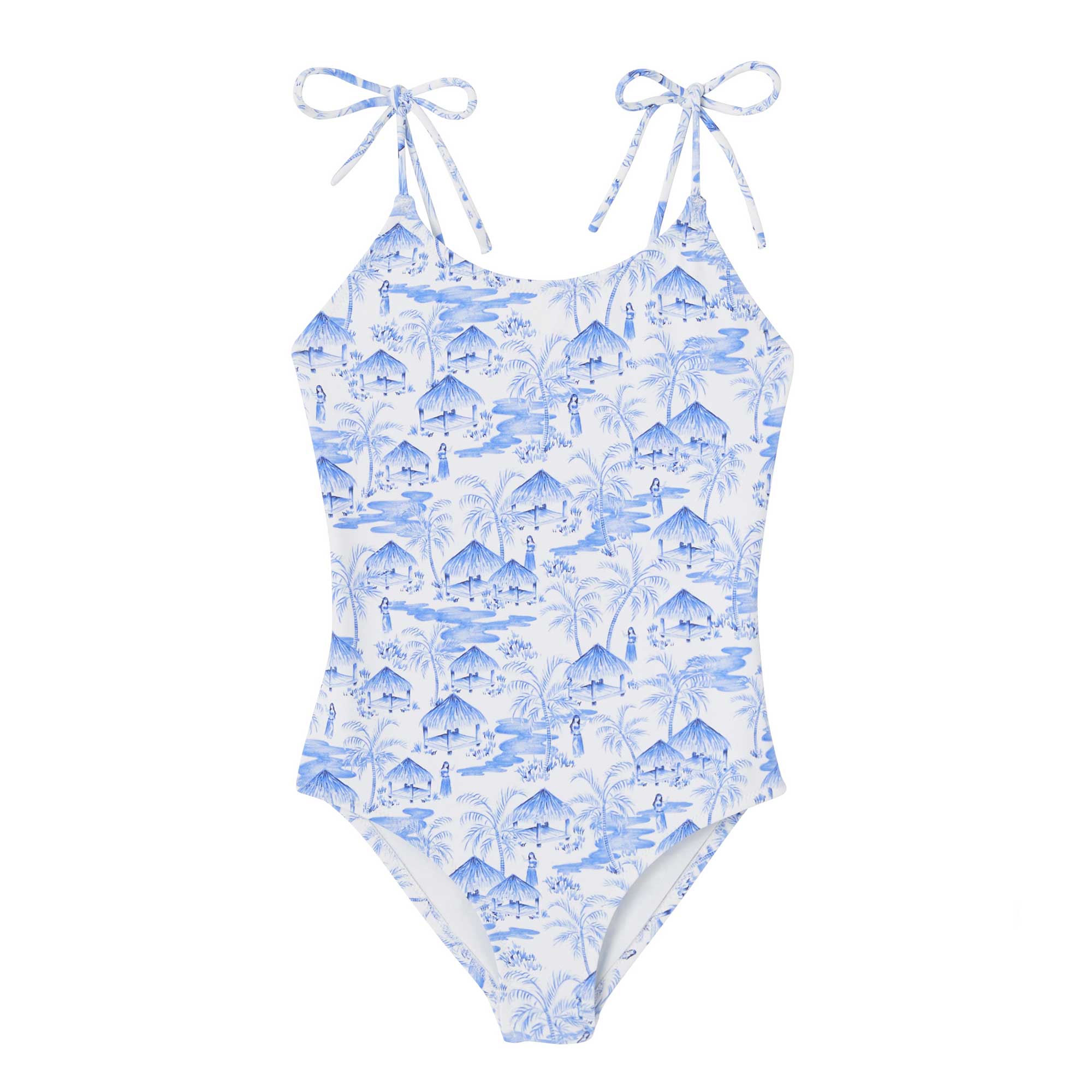 Blue vahine design one-piece teens swimming costume