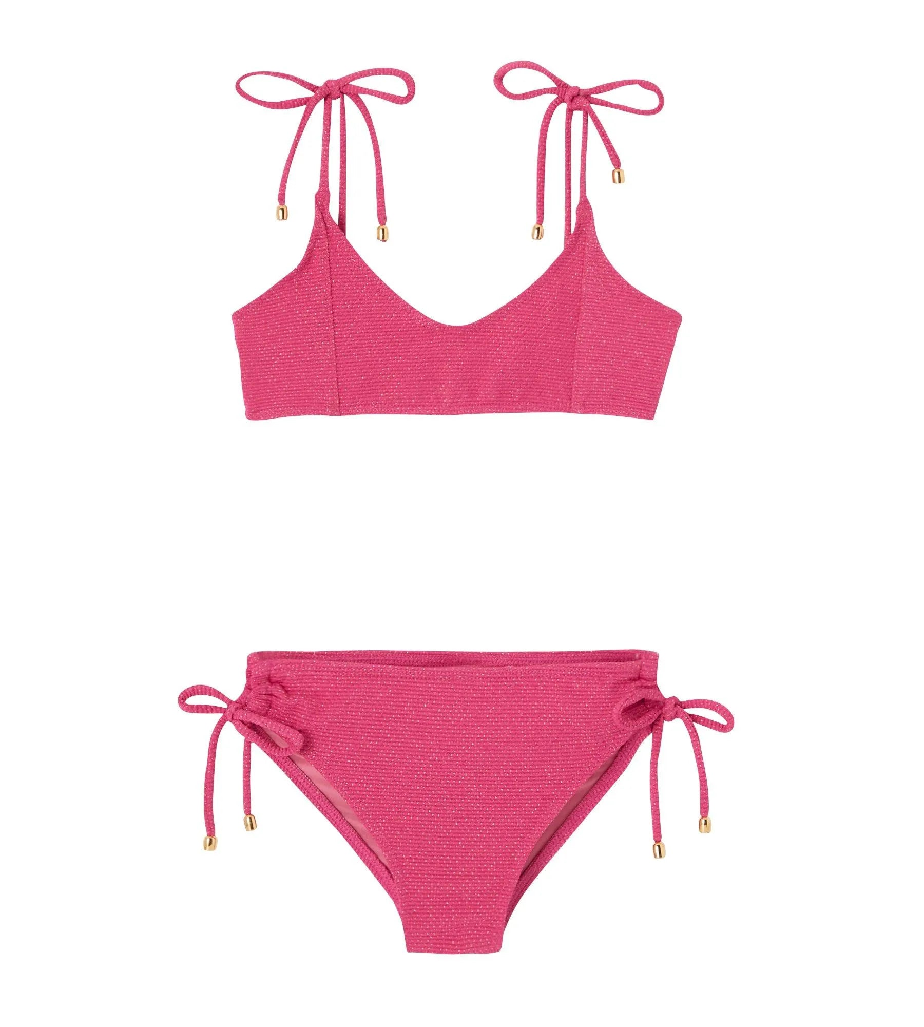 Bikini fille framboise / or - Lison Paris