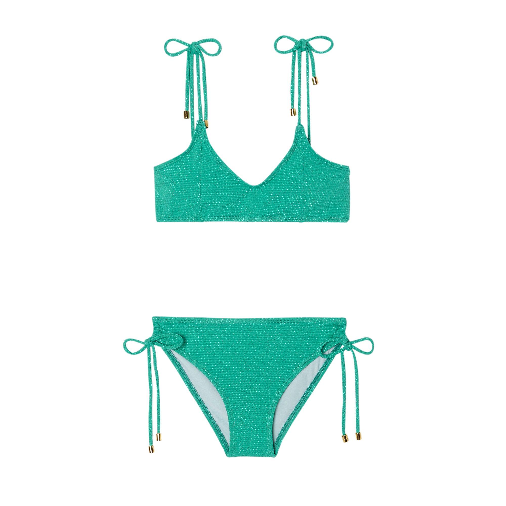 Bikini fille vert / or - Lison Paris