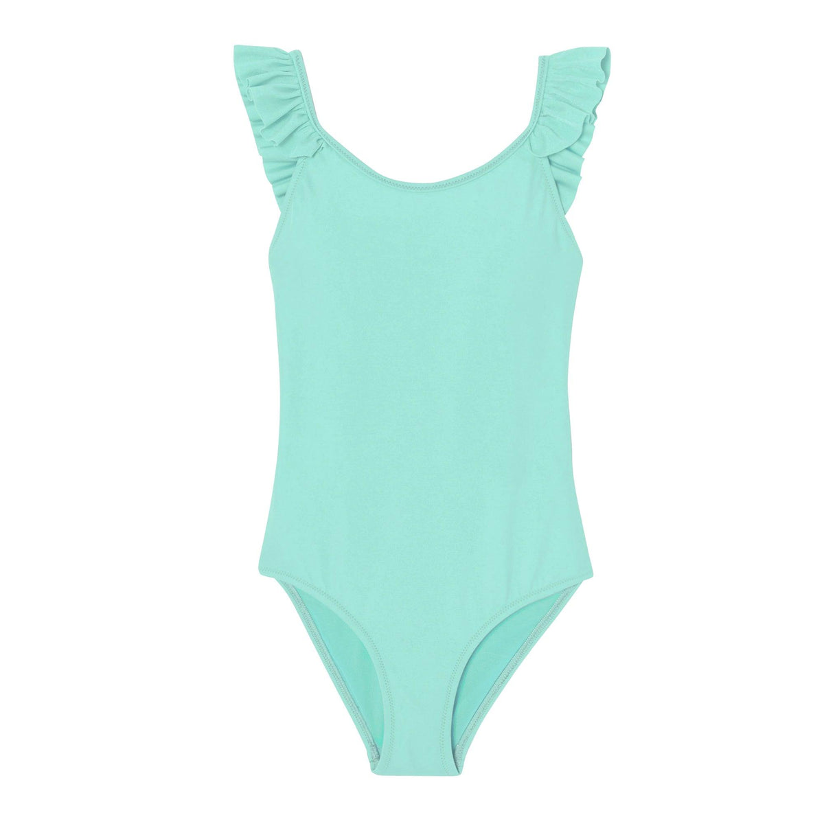 Girl's one-piece swimming costume UPF50+ aqua colour