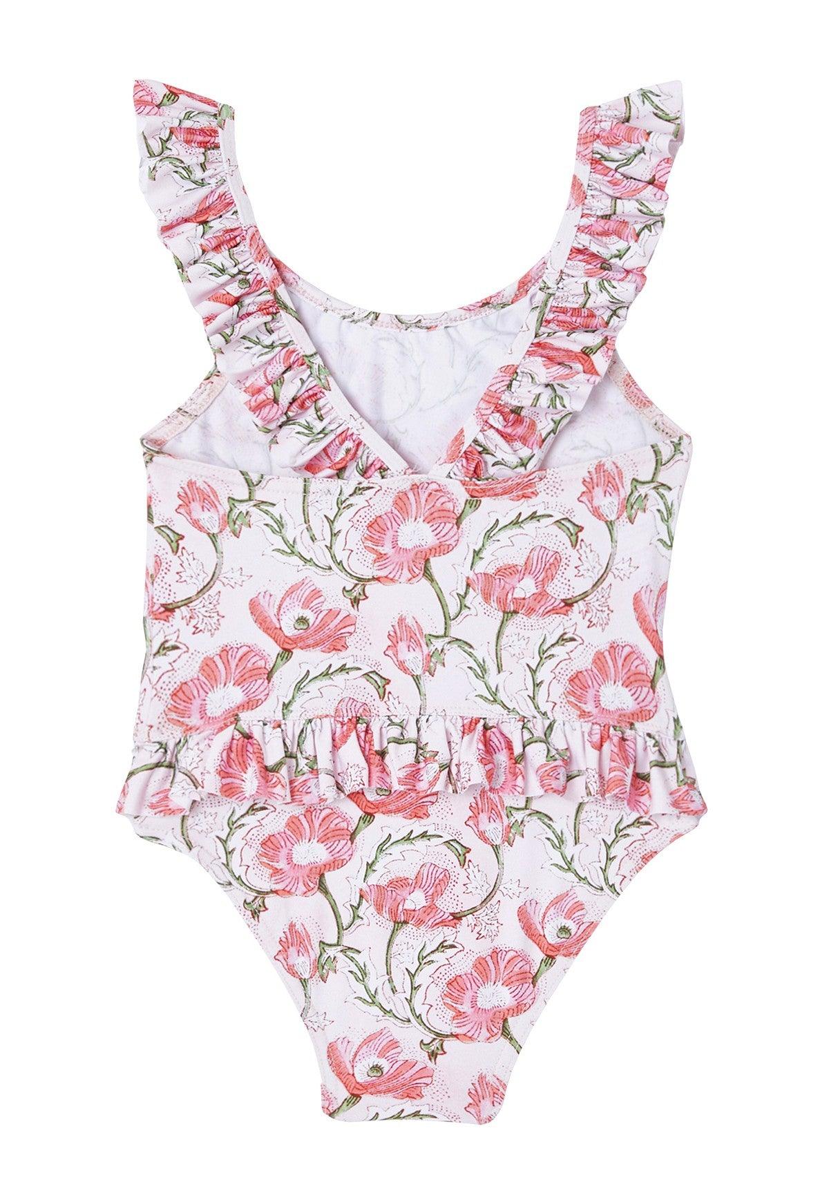 Maillot de bain une pièce bébé fille, rose/ corail - Lison Paris