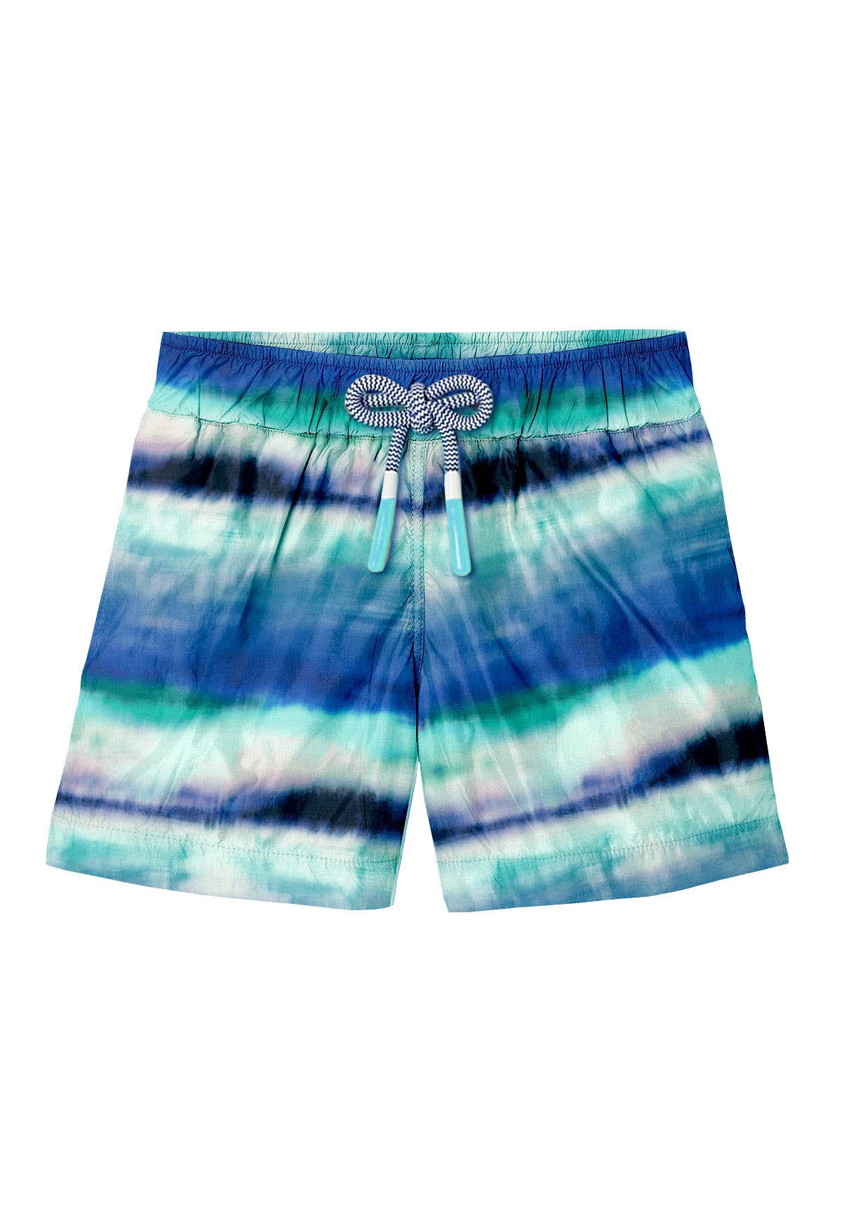 Short de bain garçon, rayures aqua | BOREAL