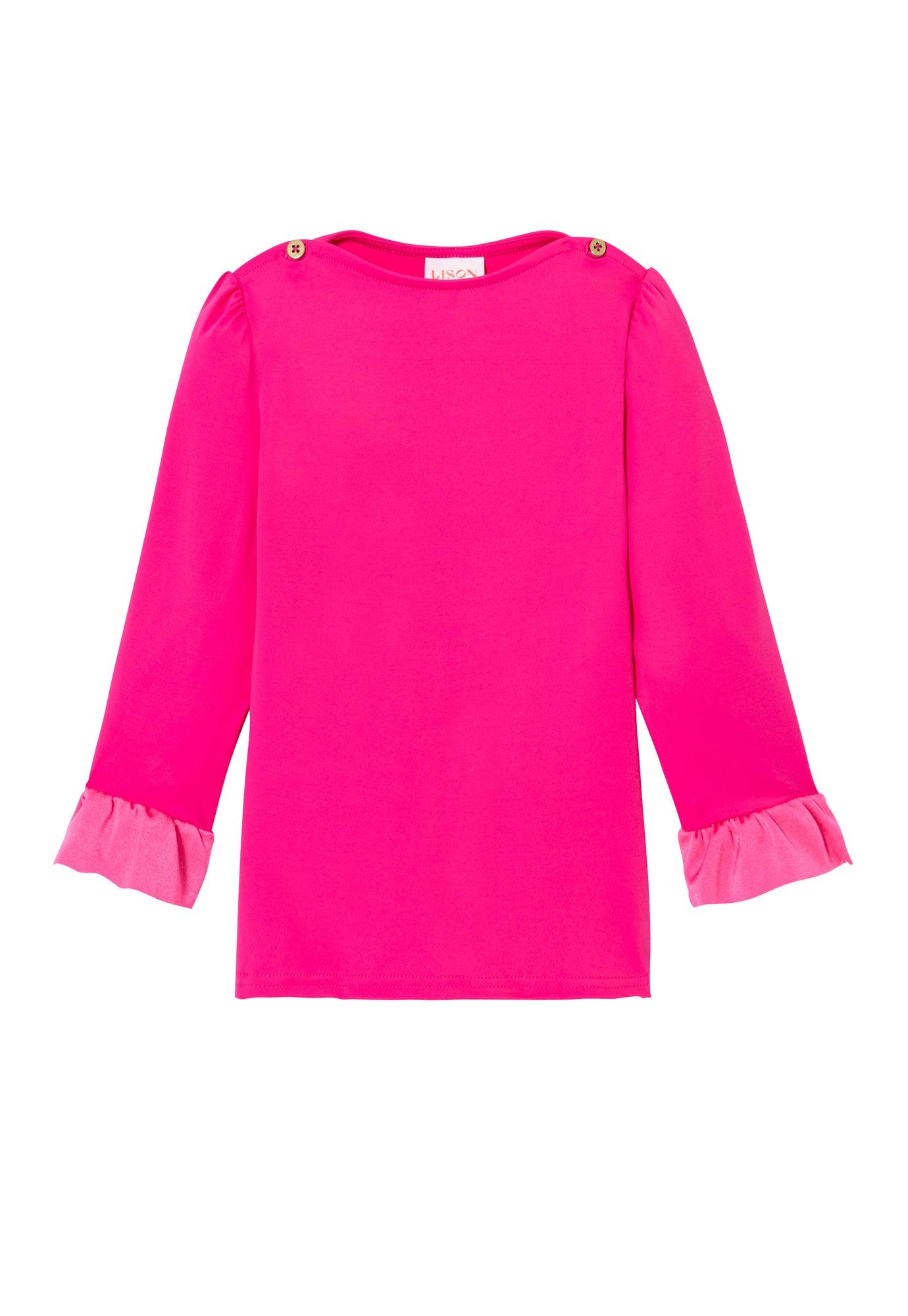 Tee-shirt anti UV fille, UPF 50+, rose bonbon - Lison Paris